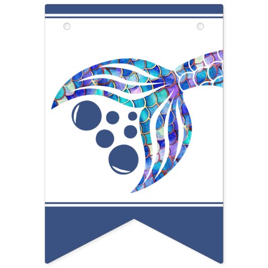 マーメカラフルーはかりで測ド小さな女の子第6誕生日 バンティングフラッグ (第1の旗)