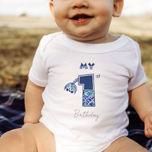 マーメカラフルーはかりで測ド小さな女の子1歳 ベビーボディスーツ