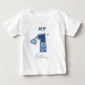 マーメカラフルーはかりで測ド小さな女の子1歳 ベビーTシャツ (正面)