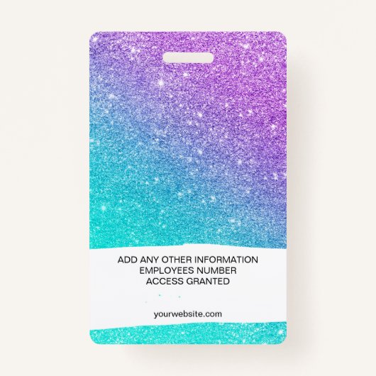 マーメガーリーイドパープルグリッターチックターコイズグラデーション バッジ (裏面)