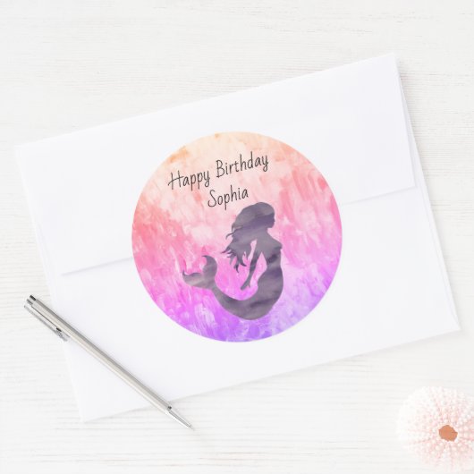 マーメグラデーション絵画ドパーソナライズされたス ラウンドシール (封筒)