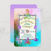 マーメパーソナライズされたイドアンダーザシー誕生日招待状 出欠カード (正面/裏面)