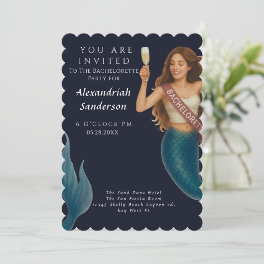 マーメパーソナライズされたドバチェロレッテ招待状 招待状 (スタンド正面)