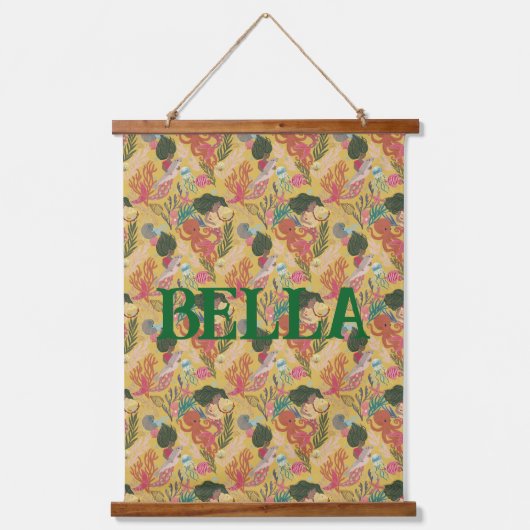 マーメパーソナライズされたド子供部屋ウォーつるズ 吊り下げ型タペストリー (正面)