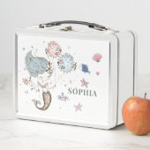 マーメパーソナライズされたードの水色 メタルランチボックス (インサイチュ)