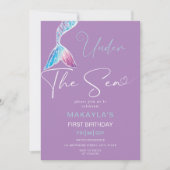 マーメモダンードアンダーザシー誕生日招待状 招待状 (正面)