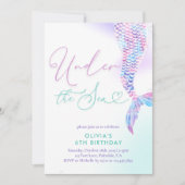 マーメモダンードアンダーザシー誕生日招待状 招待状 (正面)