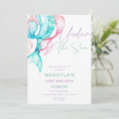 マーメモダンードアンダーザシー誕生日招待状 招待状 (スタンド正面)