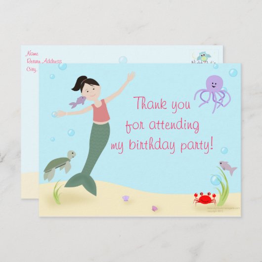 マーメ恋しく思ドのダークヘア ポストカード (正面/裏面)