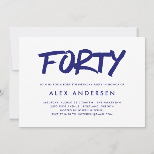 マーモダンカー|ネイビーブルーフォーティス誕生日 招待状 (正面)