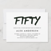 マーモダンカー|白黒50番目の誕生日 招待状 (正面)