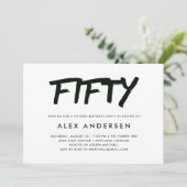 マーモダンカー|白黒50番目の誕生日 招待状 (スタンド正面)