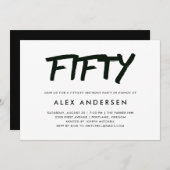 マーモダンカー|白黒50番目の誕生日 招待状 (正面/裏面)