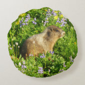 マーモットイン山レイニアワイルドフラワー ラウンドクッション (裏面)