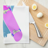 マーモットウッドチャックのスケートボード キッチンタオル (四つ折り)