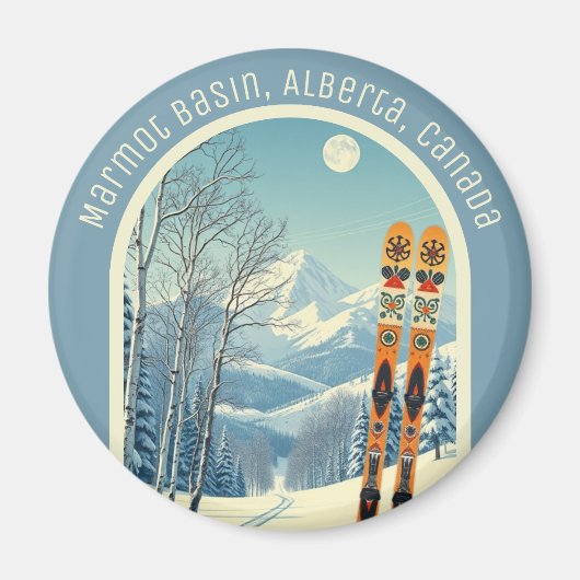 マーモット・ベースン アルバータ カナダ スキー土産 マグネット (正面)
