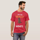 マーモット モルモット 動物 モルモット家族 Tシャツ (正面フル)