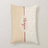 マーヤムモノグラムハートパタンインピーチ&ブルゴーニュ アクセントクッション (正面(垂直))