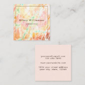 マーユニークブルストーンオレンジティール（緑がかった色）ピンク スクエア名刺 (正面/裏面)