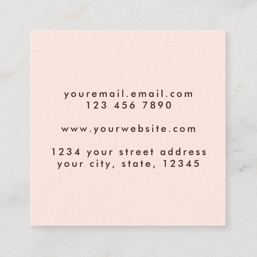 マーユニークブルストーンオレンジティール(緑がかった色)ピンク スクエア名刺 (裏面)