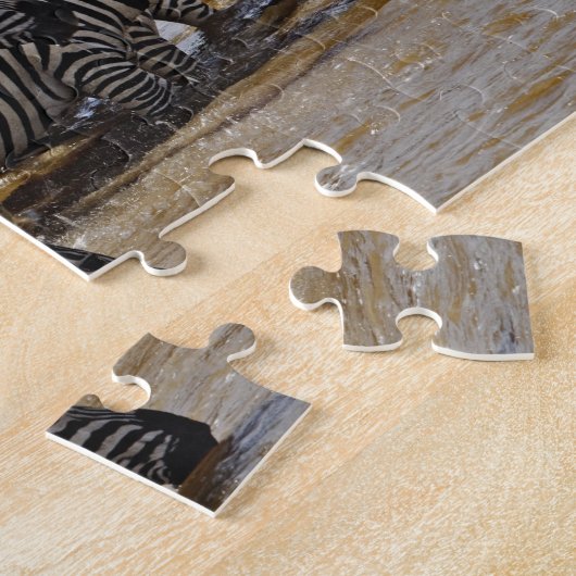 マーラから飲むバーチェルのシマウマの群れ ジグソーパズル (側面)