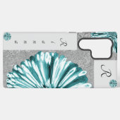 マーリモダンドエレガントダイヤモンドフラワーティール（緑がかった色） SAMSUNG GALAXYケース (裏面横)