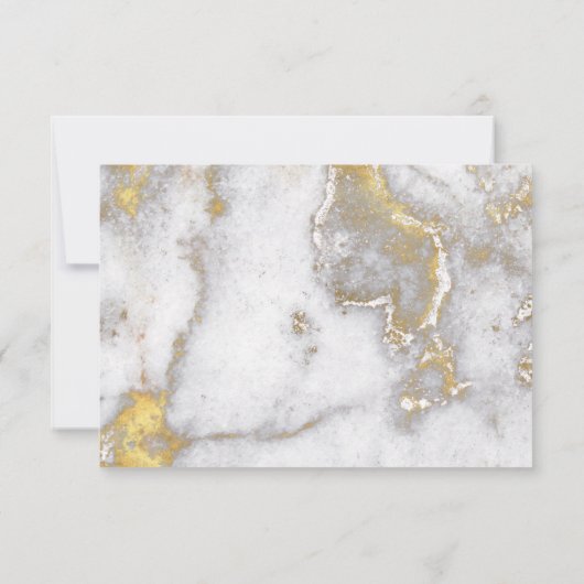 マーリモダンンググレーと金ゴールド結婚式の日付を保存 セーブザデート (裏面)