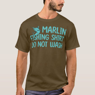 マーリンおもしろい魚釣り衣装ゲーム魚を洗わない Tシャツ