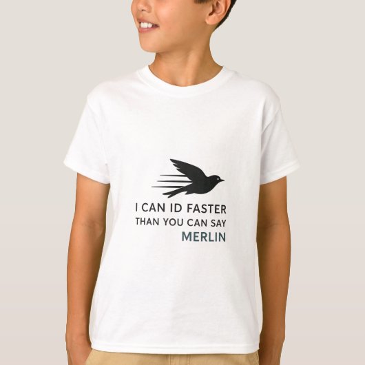 マーリンと言うより早く鳥を識別できます Tシャツ (正面)