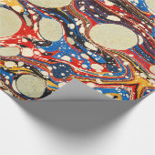 マーリング抽象芸術赤い青の渦巻き、白い円 ラッピングペーパー (角)