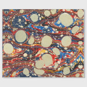 マーリング抽象芸術赤い青の渦巻き、白い円 ラッピングペーパー (フラット)