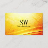 マーリング黄色オレンジ色の曲がった装飾とモノグラム 名刺 (正面)