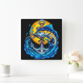 マーリンフィッシュいかり スクエア壁時計 (ホーム)