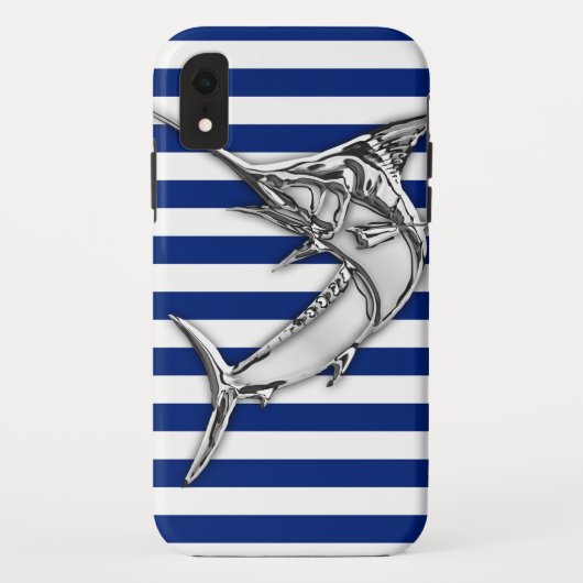 マーリンフィッシュクローム航海のオンストライプ Case-Mate iPhoneケース (裏面)
