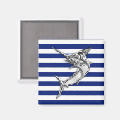 マーリンメージフィッシュクロームスタイルオン航海のストライプ マグネット (正面/裏面)