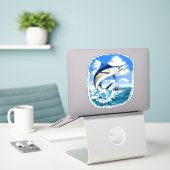 マーリン海スポーツ魚釣り シール (デスク上のノートパソコン)