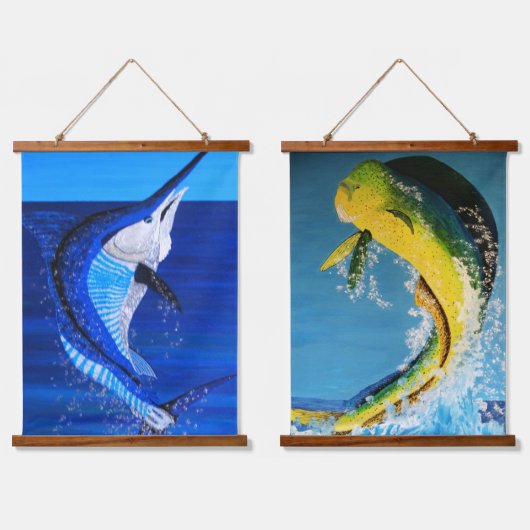 マーリン&ドルフィンフィッシュ 吊り下げ型タペストリー (ダブル)