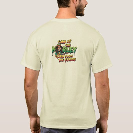 マーリーを上に曲がるストレスレゲエ Tシャツ (裏面)