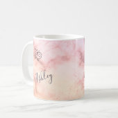 マーリーグラデーションドパープルピンクのグラデーション名前をカスタムする コーヒーマグカップ (正面左)