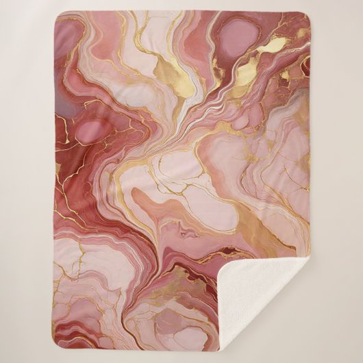 マーリーテラコッタ&金ゴールドシェルパブランケット シェルパブランケット (正面)