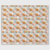 マーリーピンク、金ゴールド、ブルーバレンタインデーハート ラッピングペーパー (フラット)