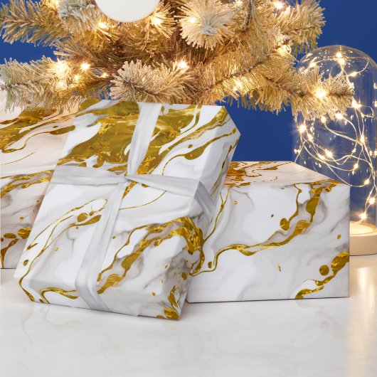 マーリーマーブルーエレガントブルシック ラッピングペーパー (クリスマス)