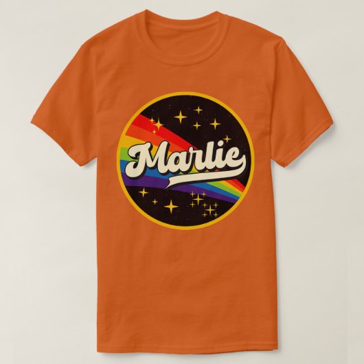 マーリーレインボーイン宇宙ヴィンテージスタイル Tシャツ (デザイン正面)