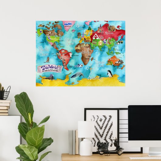 マーリー・ウンガロの「この世界…」子供地図 ポスター (ホームオフィス)