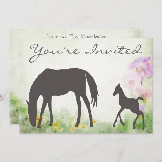 マーレかわいらしとフォアホース馬ベビーシャワー招待状 招待状 (正面/裏面)