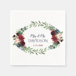 マーレット ネイビーブルー フラワーブーム ウェディングプランナー スタンダードカクテルナプキン