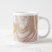 マーレフェミニンッドピンク&金ゴールド名前をカスタムする ジャンボコーヒーマグカップ (右)