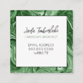 マーレ絵を描ドシッパーソナライズされたクグリーン白黒 スクエア名刺 (正面)