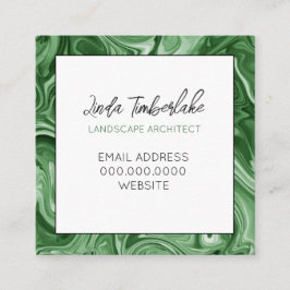 マーレ絵を描ドシッパーソナライズされたクグリーン白黒 スクエア名刺