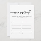 マーロコンテンポラリーどこに行ったのかしらブライダルシャワー 招待状 (正面)